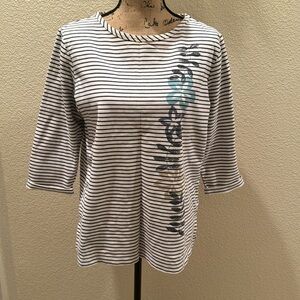 EUC! Women’s Floral Striped 3/4 Sleeve Casual Top